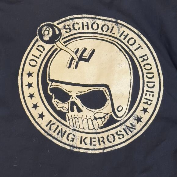King Kerosin Hot Rodder Jacket XL Skull Graphic Biker Rockabilly Black Cotton - Picture 5 of 8